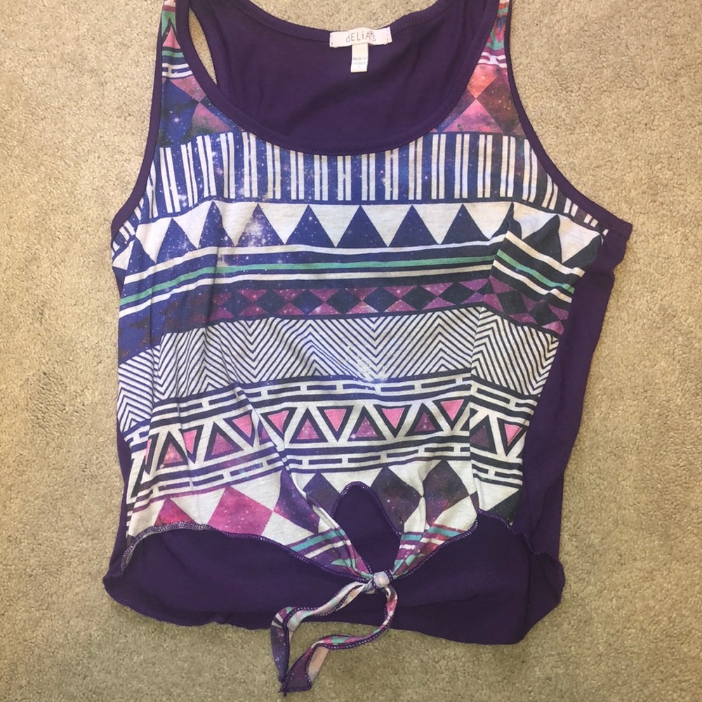 Delia’s tribal print tie-front top